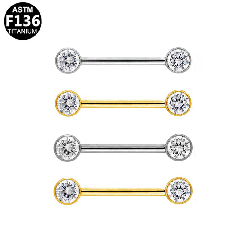ASTM F136 Titanium 14G Threadless Nipple Ring CZ Hypoallergenic Implant Grade Body Piercing Jewelry