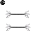 ASTM F136 Titanium 14G Marquise CZ Threadless Nipple Ring Hypoallergenic Body Piercing Jewelry