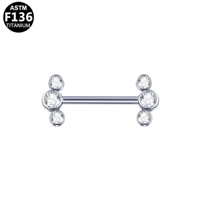ASTM F136 Titanium 14G CZ Threadless Nipple Ring Hypoallergenic Body Piercing Jewelry