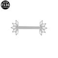 ASTM F136 Titanium 14G Marquise CZ Threadless Nipple Ring Hypoallergenic Body Piercing Jewelry