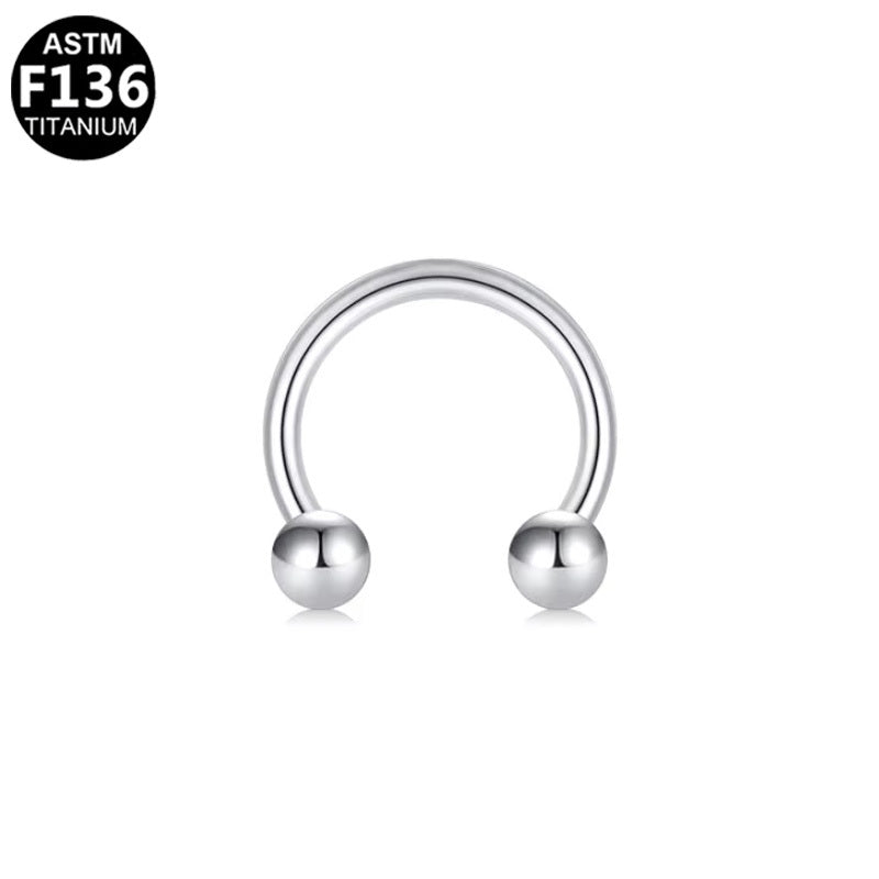 ASTM F136 Titanium 14G16G Horseshoe Internal Thread Nose Ring Hypoallergenic Piercing Jewelry