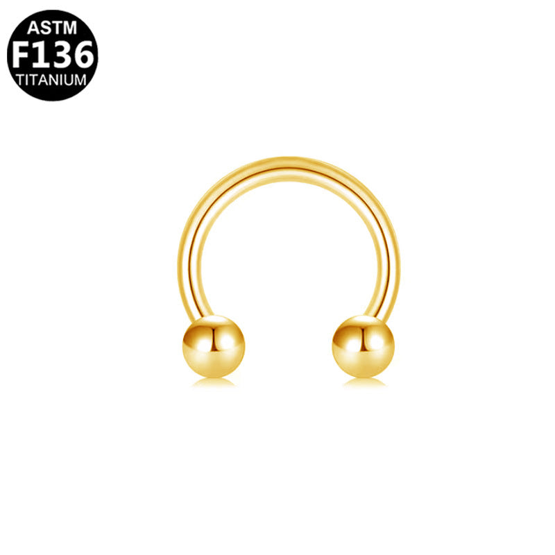ASTM F136 Titanium 14G16G Horseshoe Internal Thread Nose Ring Hypoallergenic Piercing Jewelry