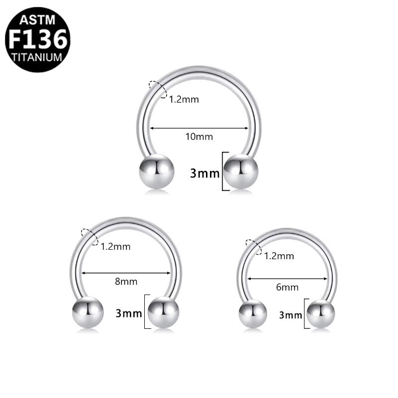 ASTM F136 Titanium 14G16G Horseshoe Internal Thread Nose Ring Hypoallergenic Piercing Jewelry