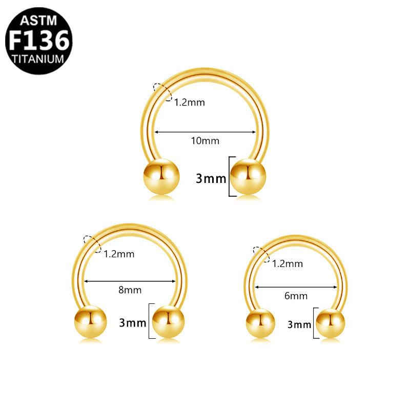 ASTM F136 Titanium 16G Horseshoe External Threaded Nose Ring Hypoallergenic Piercing Jewelry