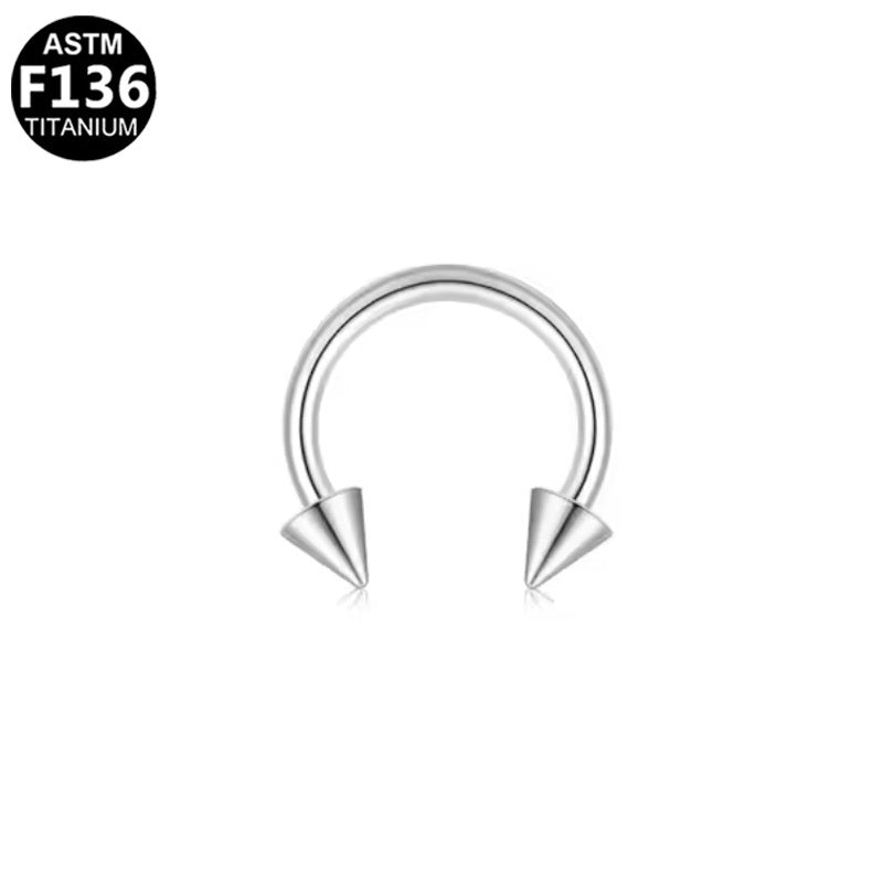ASTM F136 Titanium 16G Cone Horseshoe External Thread Nose Ring Hypoallergenic Piercing Jewelry