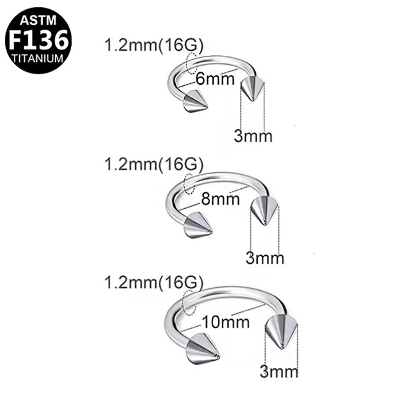 ASTM F136 Titanium 16G Cone Horseshoe External Thread Nose Ring Hypoallergenic Piercing Jewelry