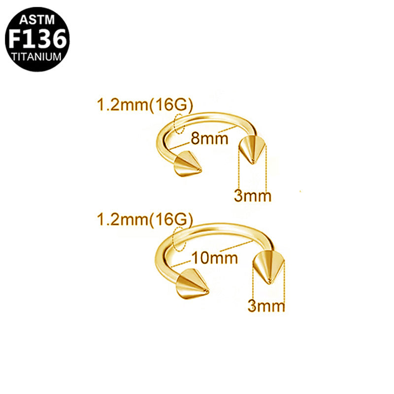 ASTM F136 Titanium 16G Cone Horseshoe External Thread Nose Ring Hypoallergenic Piercing Jewelry