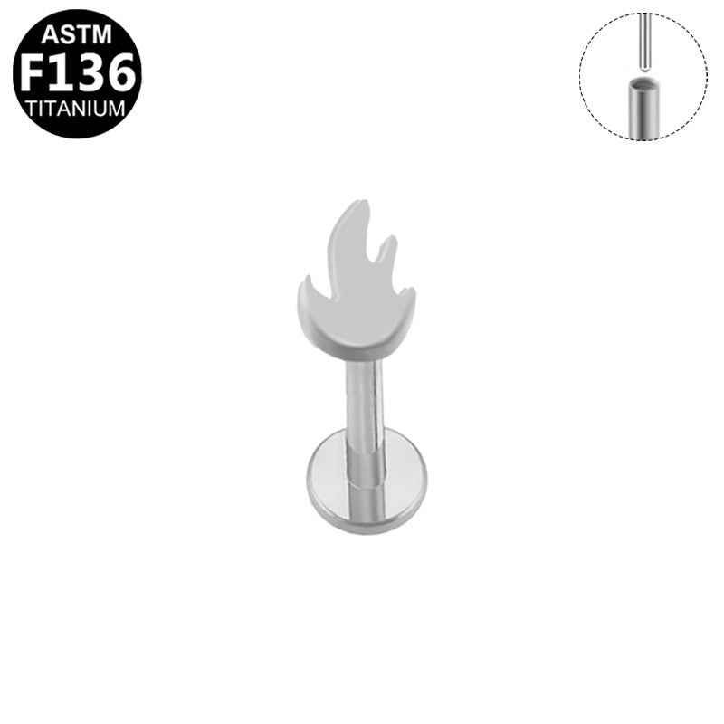 ASTM F136 Titanium 16G Flame Threadless Labret Hypoallergenic Implant Grade Piercing Jewelry