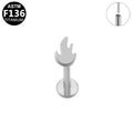 ASTM F136 Titanium 16G Flame Threadless Labret Hypoallergenic Implant Grade Piercing Jewelry