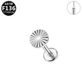 ASTM F136 Titanium 18G Sunburst Threadless Labret Hypoallergenic Implant Grade Piercing Jewelry
