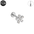 ASTM F136 Titanium 16G Marquise CZ Flower Threadless Labret Hypoallergenic Piercing Jewelry