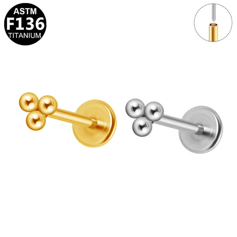 ASTM F136 Titanium 16G Triple Ball Threadless Labret Small Cute Hypoallergenic Piercing Jewelry