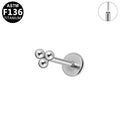 ASTM F136 Titanium 16G Triple Ball Threadless Labret Small Cute Hypoallergenic Piercing Jewelry