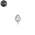 ASTM F136 Titanium 4.5mm Teardrop CZ Threadless Top Part Hypoallergenic Piercing Jewelry