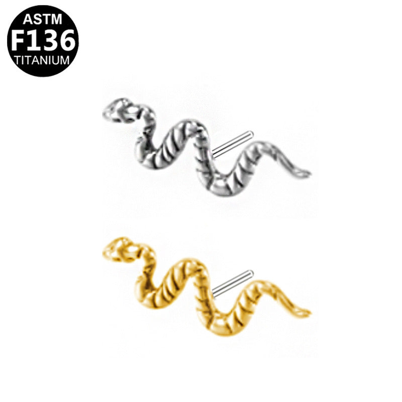 ASTM F136 Titanium 6mm 11.5mm Snake Threadless Top Part Hypoallergenic Piercing Jewelry