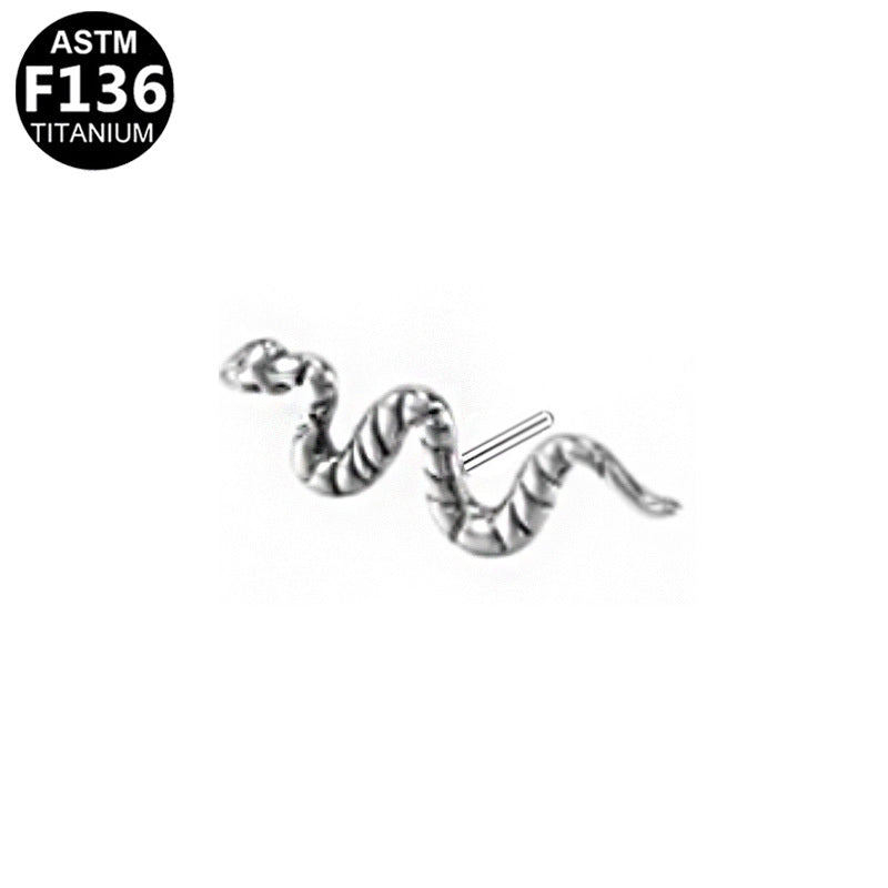 ASTM F136 Titanium 6mm 11.5mm Snake Threadless Top Part Hypoallergenic Piercing Jewelry