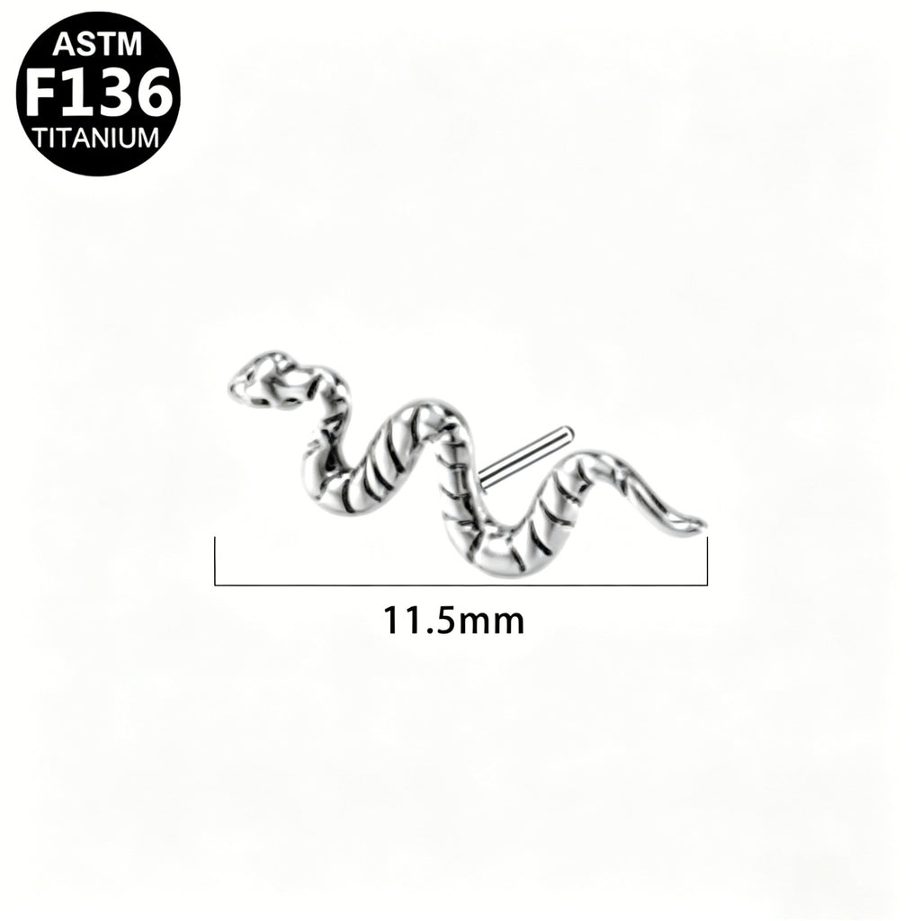 ASTM F136 Titanium 6mm 11.5mm Snake Threadless Top Part Hypoallergenic Piercing Jewelry
