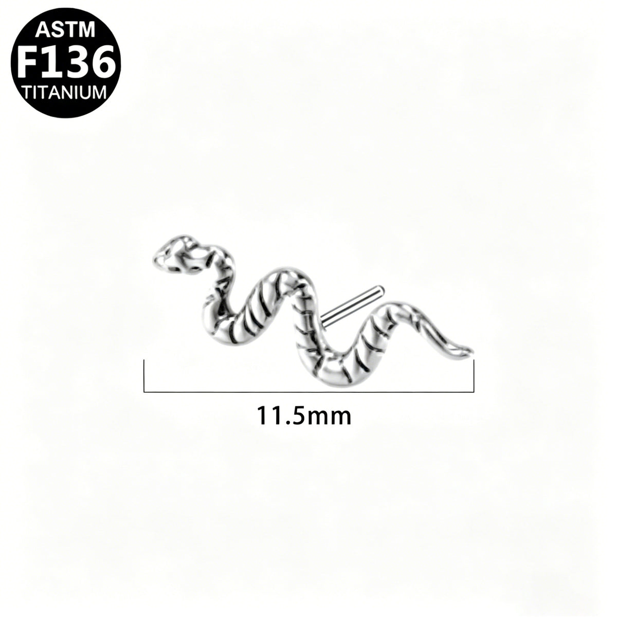 ASTM F136 Titanium 6mm 11.5mm Snake Threadless Top Part Hypoallergenic Piercing Jewelry