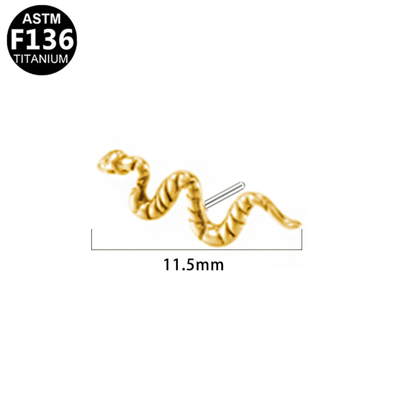 ASTM F136 Titanium 6mm 11.5mm Snake Threadless Top Part Hypoallergenic Piercing Jewelry