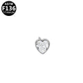 ASTM F136 Titanium 4.5mm Bezel-Set Heart CZ Threadless Top Part Cute Hypoallergenic Piercing Jewelry