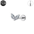ASTM F136 Titanium 16G18G Marquise CZ Threadless Labret Gold Silver Hypoallergenic Piercing Jewelry