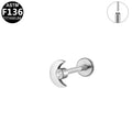 ASTM F136 Titanium 16G Moon CZ Small Threadless Labret Hypoallergenic Piercing Jewelry