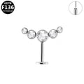 ASTM F136 Titanium 16G 5-Stone Gradient CZ Threadless Labret Hypoallergenic Piercing Jewelry