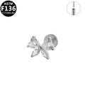 ASTM F136 Titanium 16G CZ Bow Threadless Labret Cute Sweet Hypoallergenic Impalnt Grade Piercing Jewelry