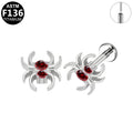 ASTM F136 Titanium 16G Red CZ Spider Threadless Labret Hypoallergenic Implant Grade Piercing Jewelry