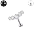 ASTM F136 Titanium 16G Five-Stone Graduated CZ Threadless Labret Hypoallergenic Piercing Jewelry