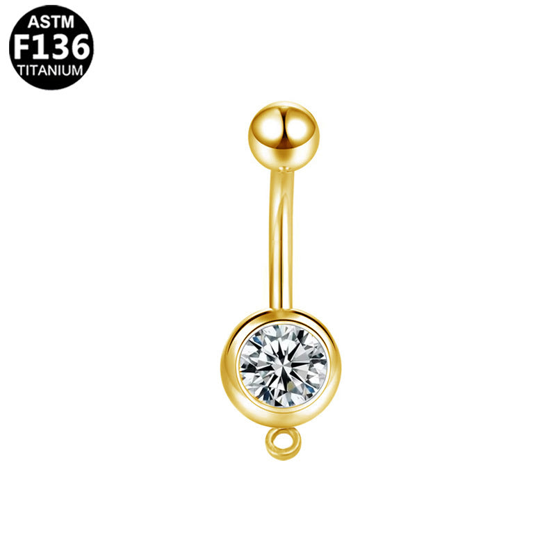 ASTM F136 Titanium 14G External Thread Belly Button Ring Hypoallergenic Piercing Jewelry