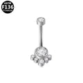 ASTM F136 Titanium 14G Flower Halo CZ Internal Thread Belly Button Ring Hypoallergenic Impalnt Grade Piercing Jewelry