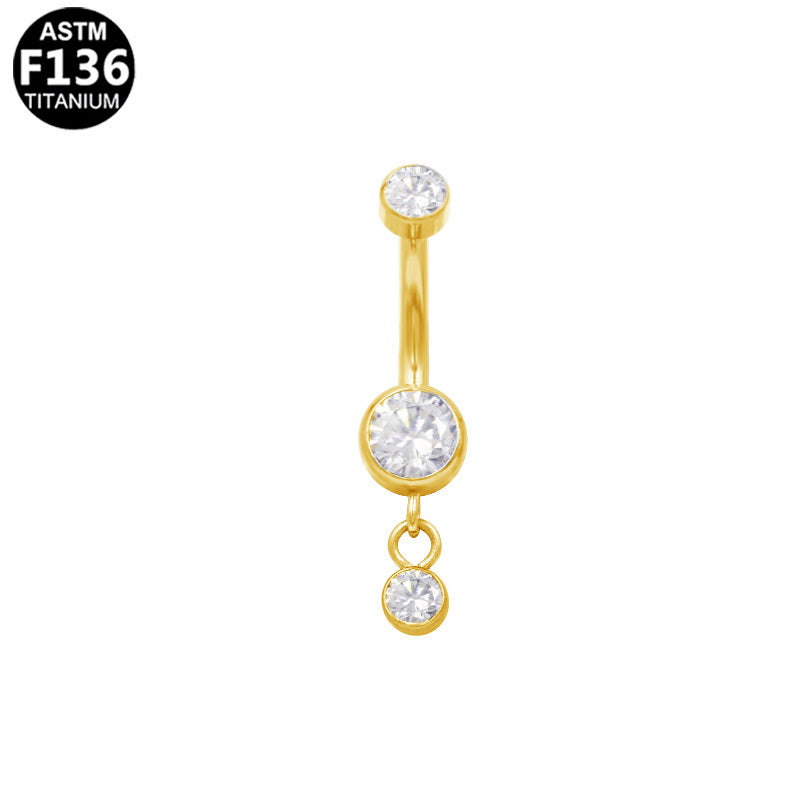 ASTM F136 Titanium 14G CZ Dangle Drop Internal Thread Belly Button Ring Hypoallergenic Implant Grade Piercing Jewelry