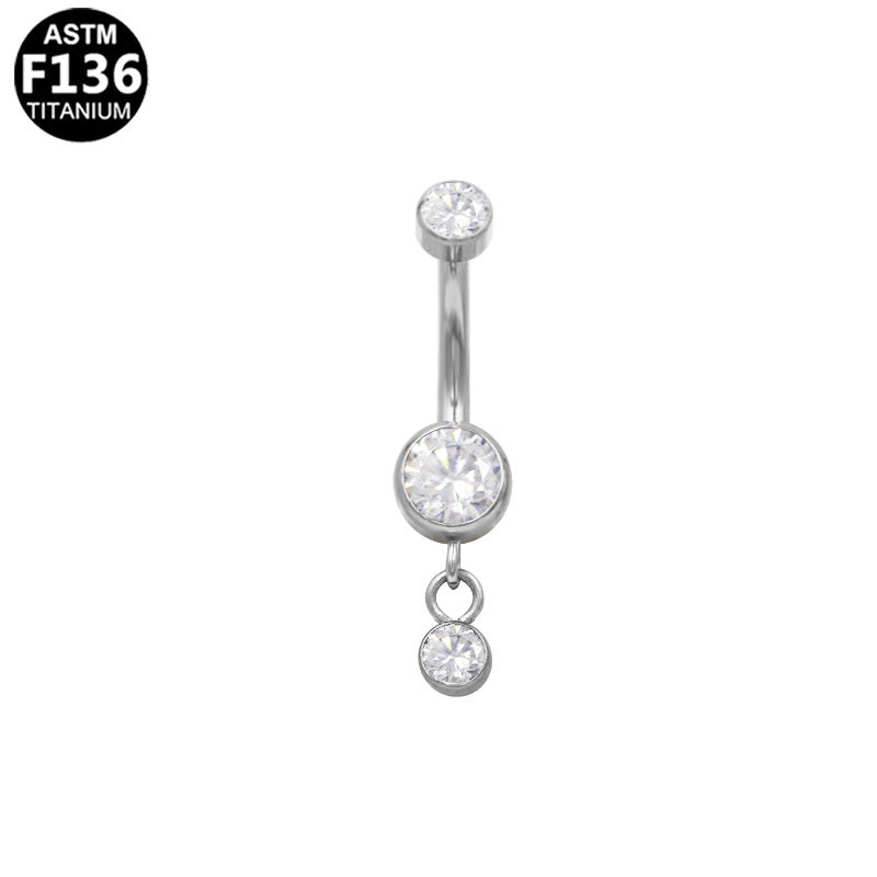 ASTM F136 Titanium 14G CZ Dangle Drop Internal Thread Belly Button Ring Hypoallergenic Implant Grade Piercing Jewelry