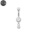 ASTM F136 Titanium 14G CZ Dangle Drop Internal Thread Belly Button Ring Hypoallergenic Implant Grade Piercing Jewelry