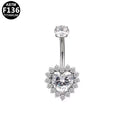 ASTM F136 Titanium 16G Heart CZ Internal Thread Belly Button Ring Brilliant Cut CZ Hypoallergenic Piercing Jewelry