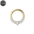 ASTM F136 Titanium 16G Hinged Segment Clicker CZ 5-Gem Graduated Cluster Hypoallergenic Piercing Jewelry