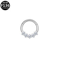 ASTM F136 Titanium 16G 5-Stone CZ Cluster Septum Daith Clicker Hinged Segment Ring Hypoallergenic Piercing Jewelry