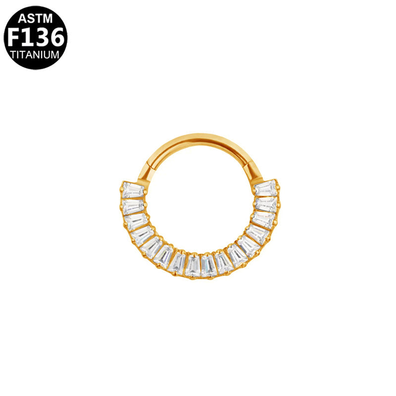 ASTM F136 Titanium 16G Baguette Radiance Septum & Daith Clicker Hypoallergenic Piercing Jewelry