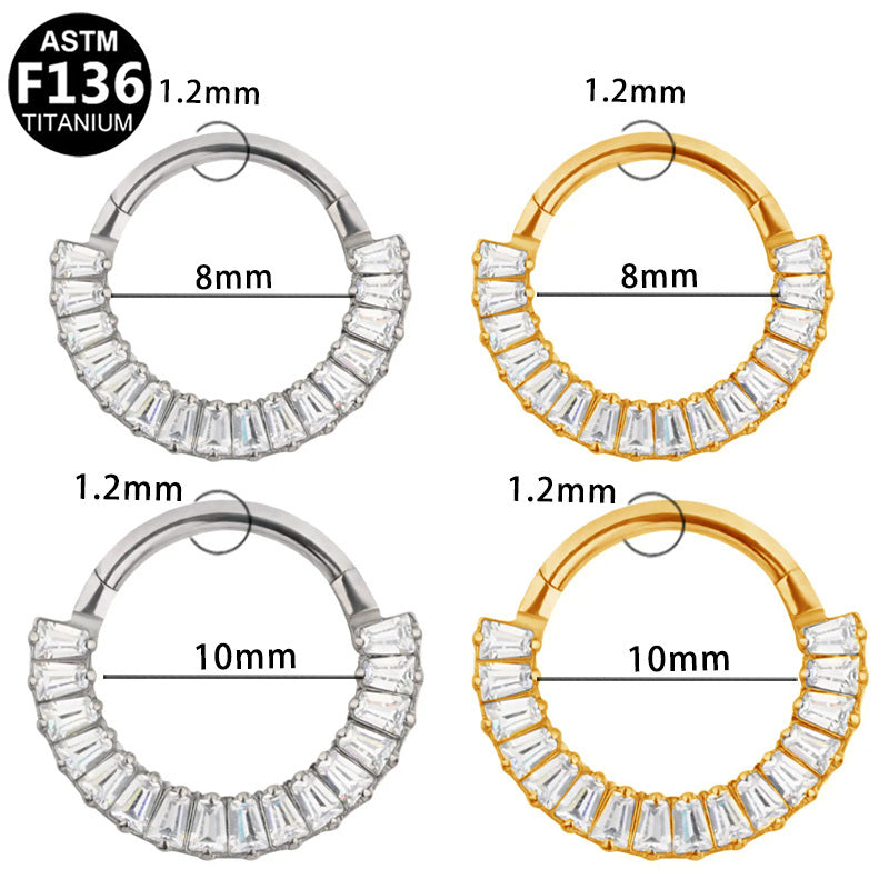 ASTM F136 Titanium 16G Baguette Radiance Septum & Daith Clicker Hypoallergenic Piercing Jewelry