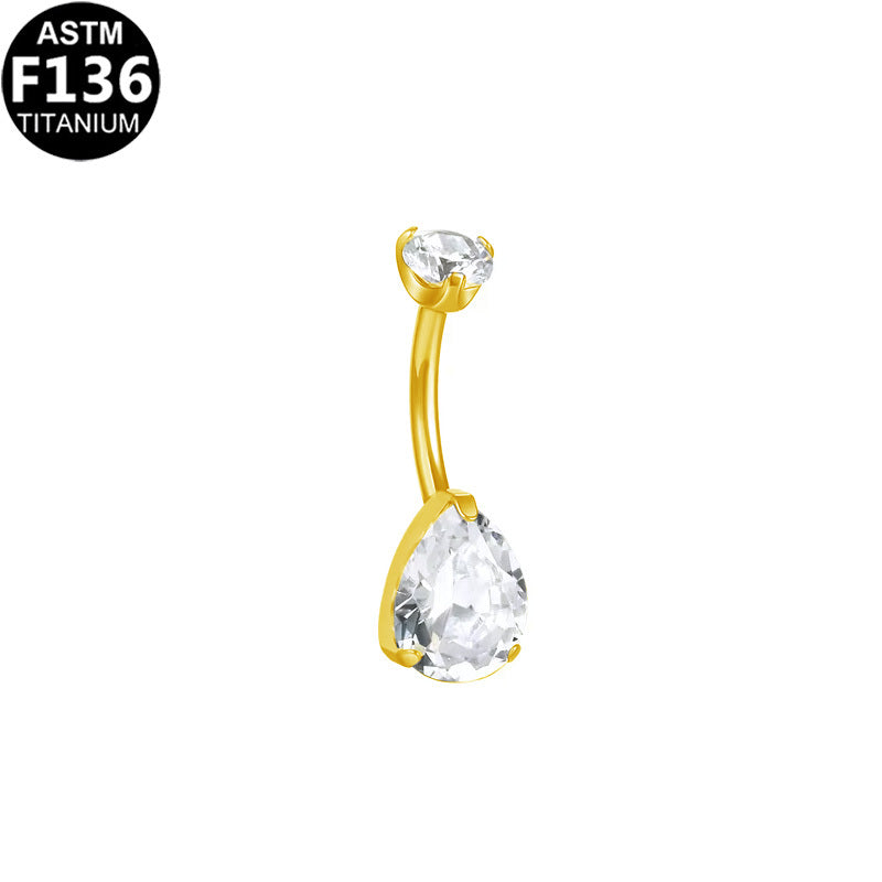 ASTM F136 Titanium 14G Teardrop Elegance Navel Piercing Hypoallergenic Piercing Jewelry