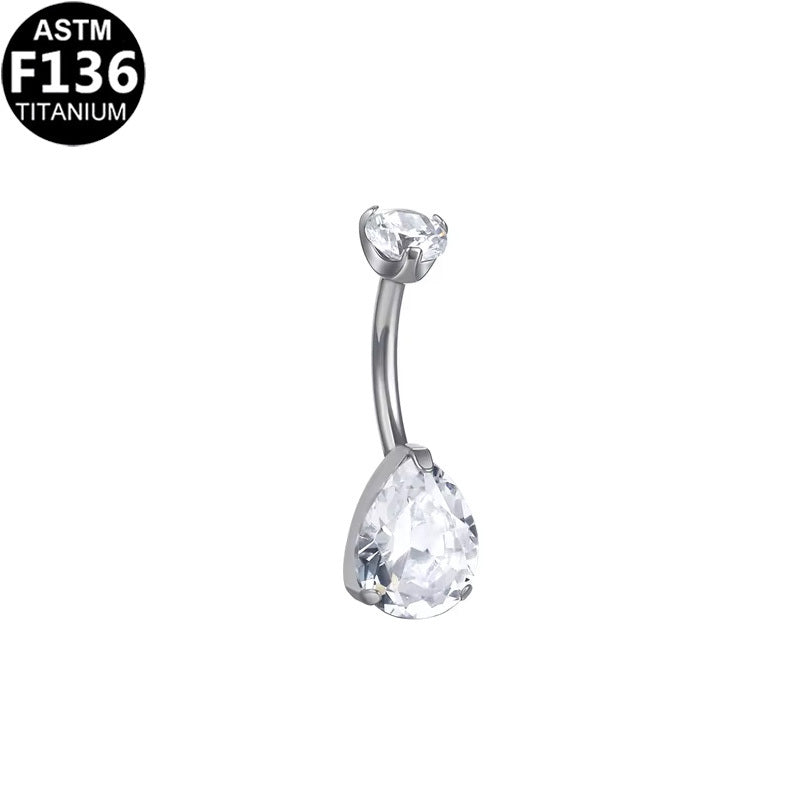ASTM F136 Titanium 14G Teardrop Elegance Navel Piercing Hypoallergenic Piercing Jewelry
