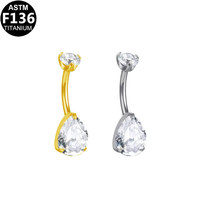 ASTM F136 Titanium 14G Teardrop Elegance Navel Piercing Hypoallergenic Piercing Jewelry