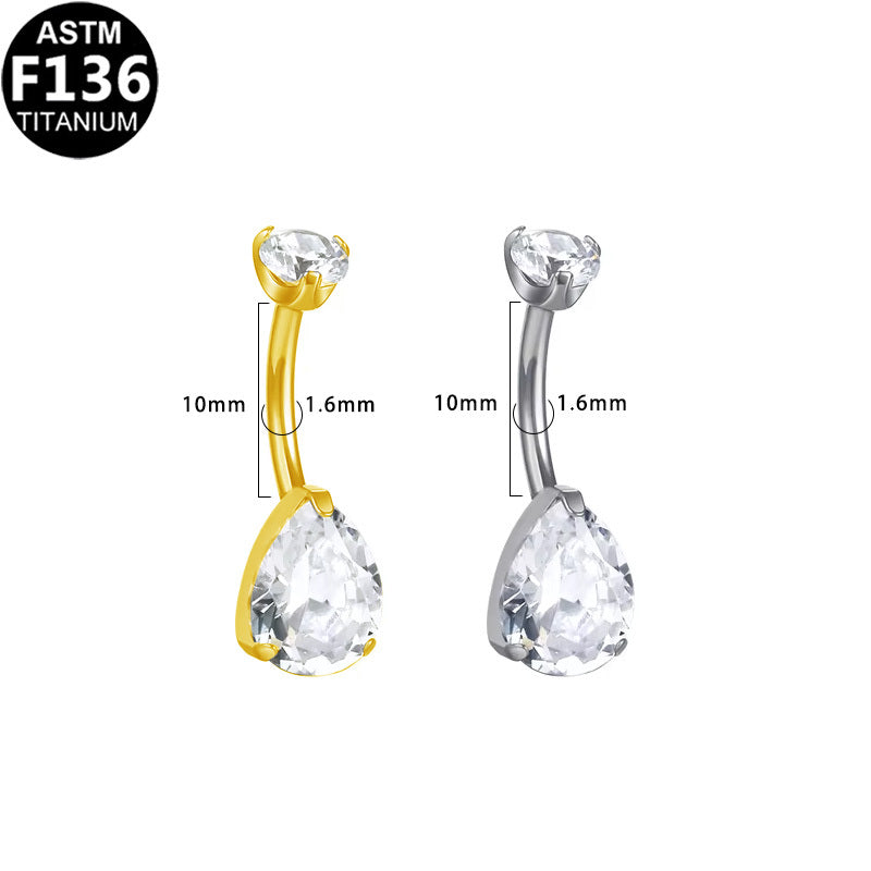 ASTM F136 Titanium 14G Teardrop Elegance Navel Piercing Hypoallergenic Piercing Jewelry