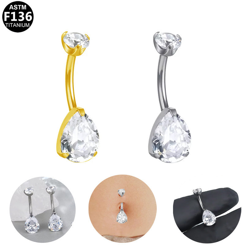 ASTM F136 Titanium 14G Teardrop Elegance Navel Piercing Hypoallergenic Piercing Jewelry