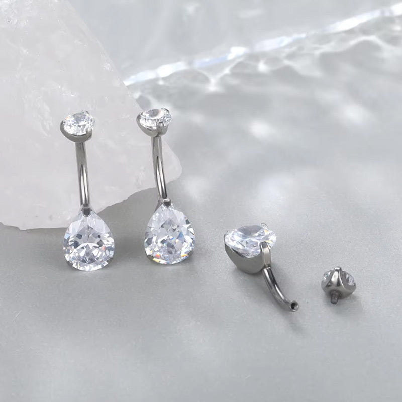 ASTM F136 Titanium 14G Teardrop Elegance Navel Piercing Hypoallergenic Piercing Jewelry