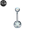 ASTM F136 Titanium 14G Stellar Opal Internal Thread Belly Button Ring Hypoallergenic Piercing Jewelry