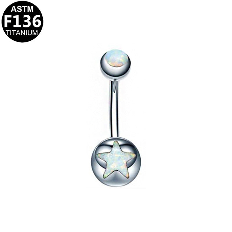 ASTM F136 Titanium 14G Stellar Opal Internal Thread Belly Button Ring Hypoallergenic Piercing Jewelry