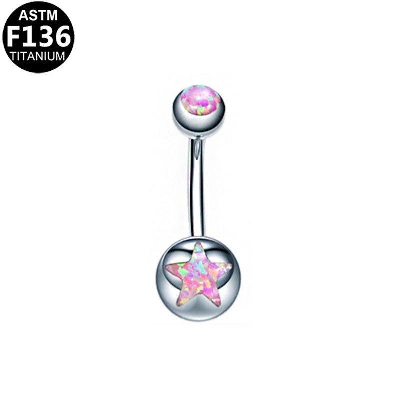 ASTM F136 Titanium 14G Stellar Opal Internal Thread Belly Button Ring Hypoallergenic Piercing Jewelry