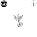 ASTM F136 Titanium 16G Triple Marquise CZ Threadless Labret 16G/18G 8mm Cartilage Tragus Hypoallergenic Piercing Jewelry